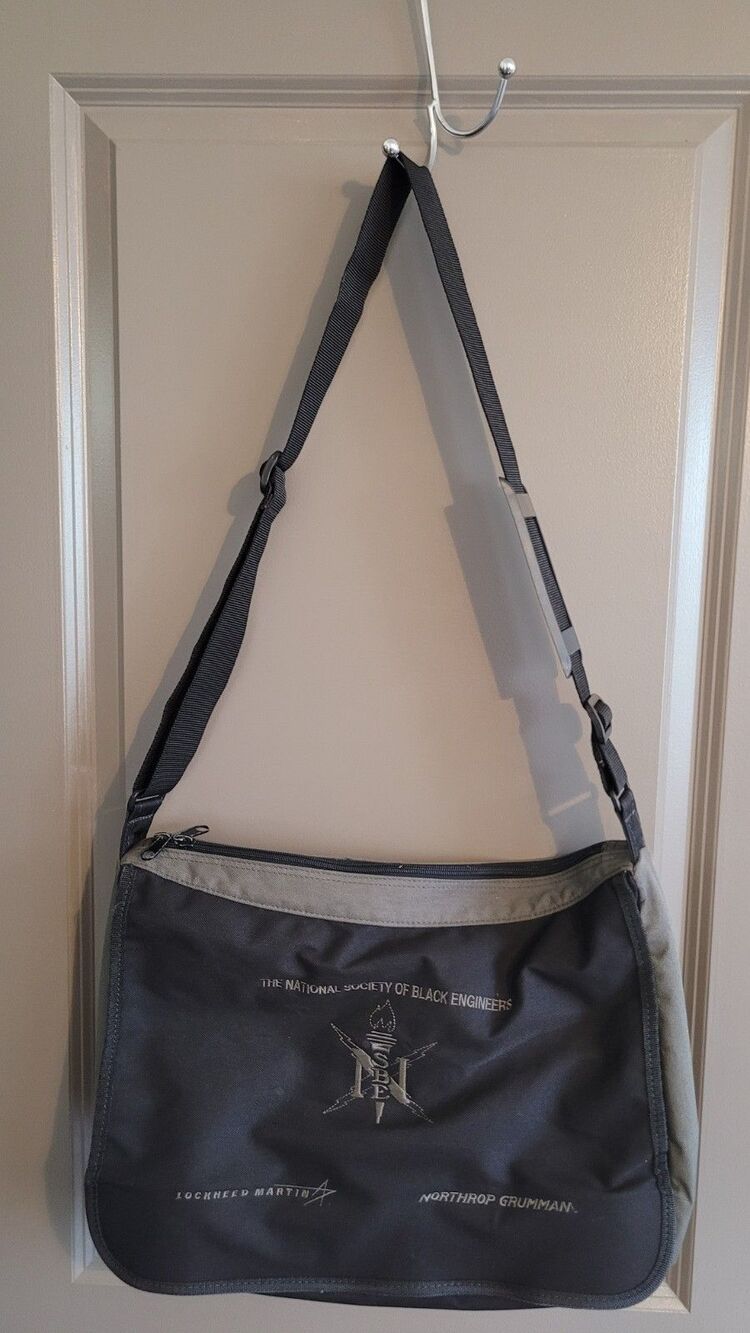 Messenger Bag NSBE Black Gray Canvas Laptop Crossbody Shoulder Carry Stain